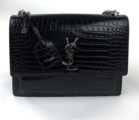 ysl sunset bag all black|ysl sunset bag crocodile.